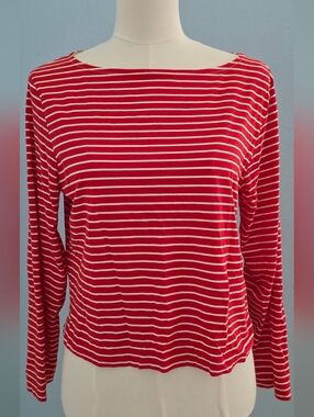 J. Crew Striped Red & White Long-Sleeve Women's Top